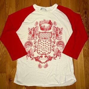 Balmain Red White Long Sleeve Tshirt